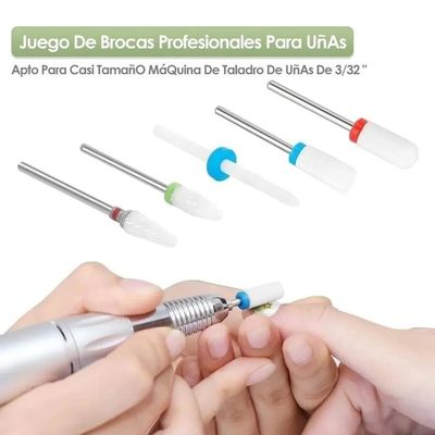 Imagen 2 del producto Set 5pcs Brocas Cerámica Taladro Torno Uñas Manicura