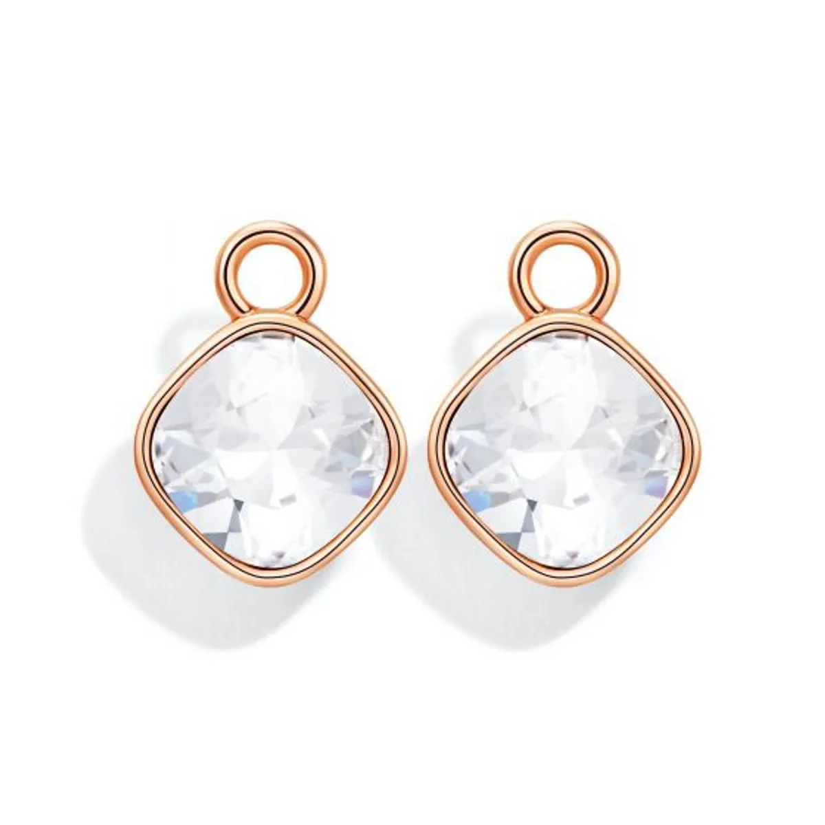 BLOOM CRYSTAL - Charms para aros con cristal de Swarovski transparente en oro rosado