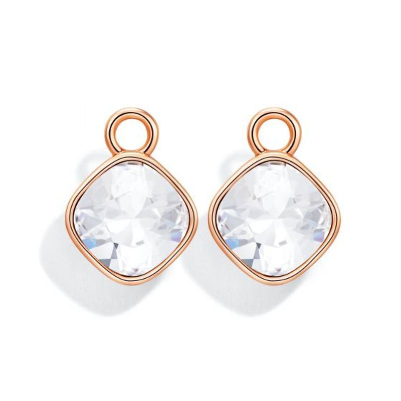 BLOOM CRYSTAL - Charms para aros con cristal de Swarovski transparente en oro rosado