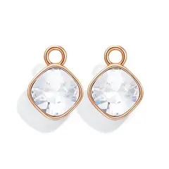 BLOOM CRYSTAL - Charms para aros con cristal de Swarovski transparente en oro rosado