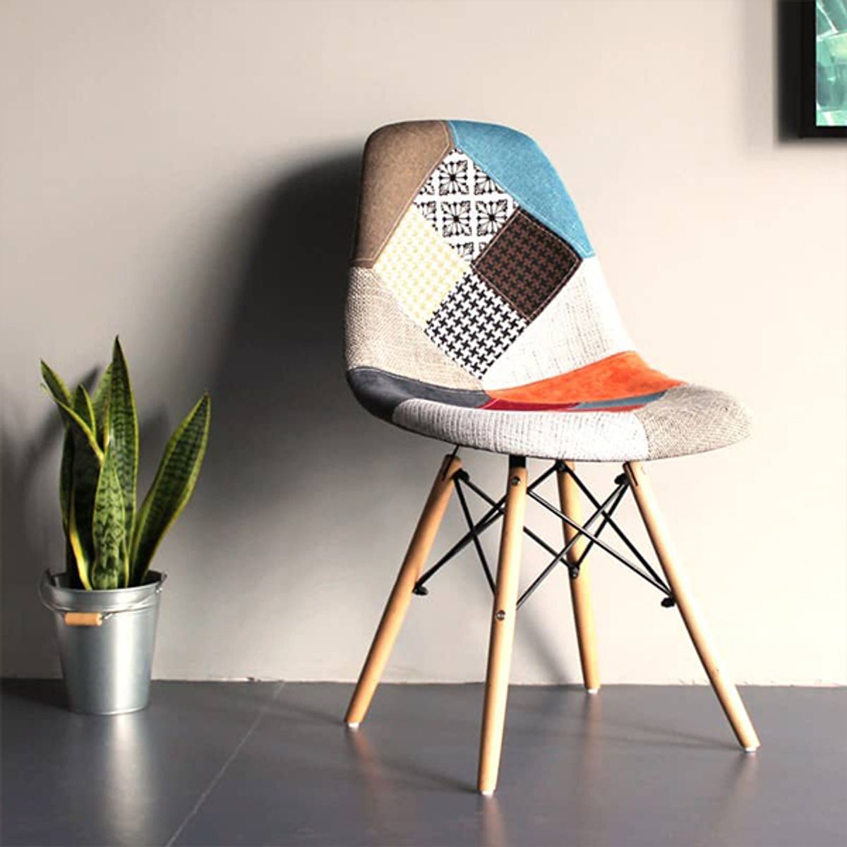 CORI CORI - Comedor Vidrio 120 x80 cm +  4 Sillas Patchwork Naranjete…