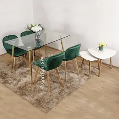 CORI CORI - Juego de Comedor Vidrio 120x 80 cm + 4 Mariposa Velvet Verde…