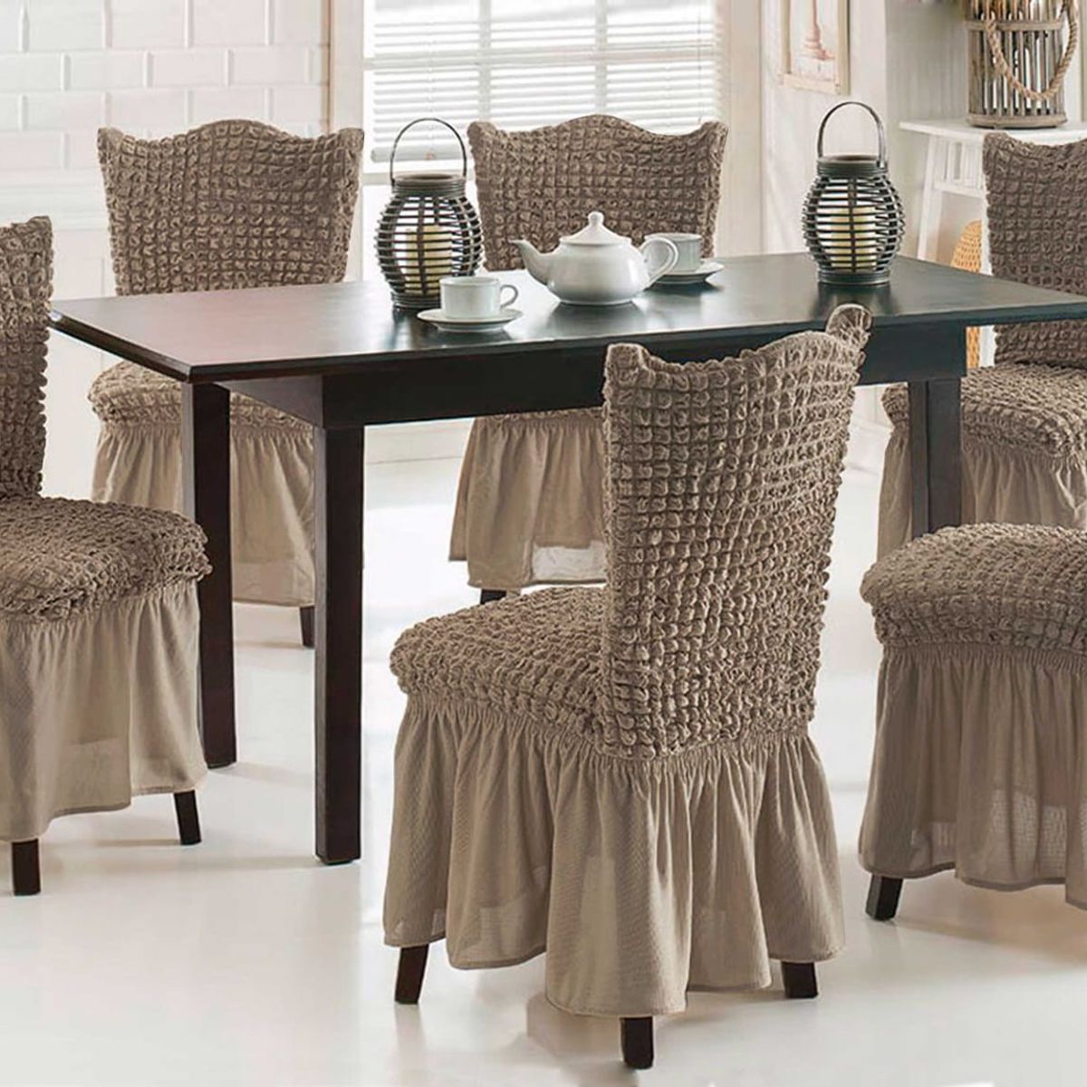 ANGELES DEL HOGAR - Pack de 6 fundas Cubre Asientos para sillas de comedor turcos