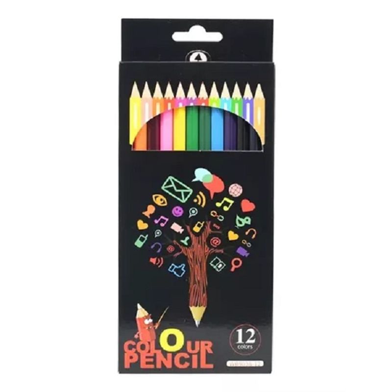 GENERICO - Set 12 Lapices Colores Surtido Dibujo Escolar 279026
