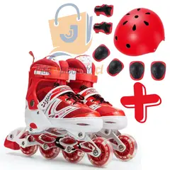 GENERICO - Patines lineales Rojo mas kit de protección talla S 30 AL 33
