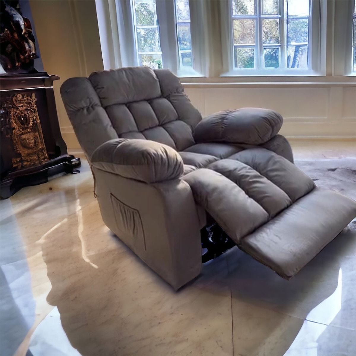 ANDYRALL HOME - Berger Reclinable Eléctrico Alzable Gris Paradise 8413ML.