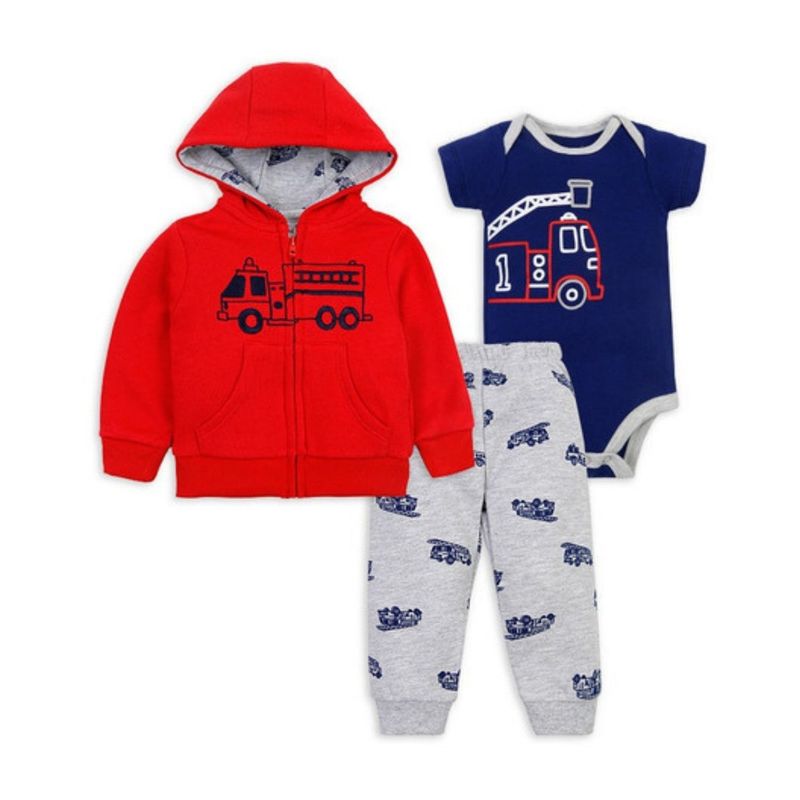 TEDMIMAK - Conjunto 3 Piezas Polerón Pantalón Body Bebé Niño Tedmimak Bombero