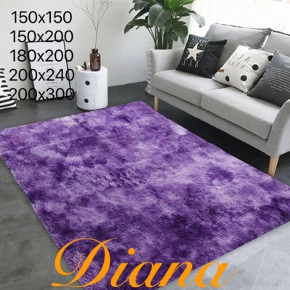 GENERICO - Alfombra Peluda 200Cm X 300Cm Morado Jaspeado