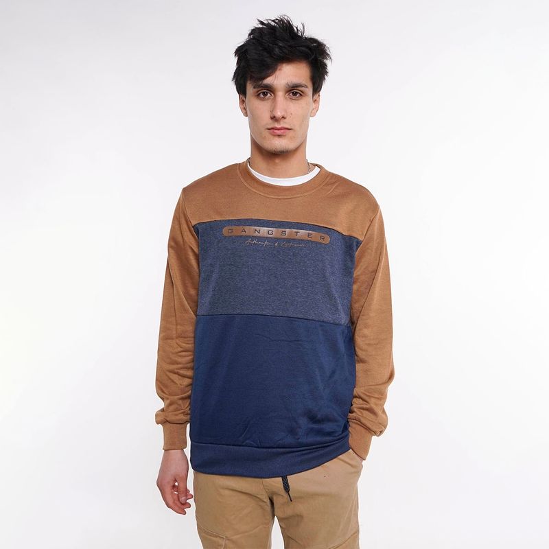 GANGSTER - Poleron Crew Delgado Front Logo Mostaza Gangster