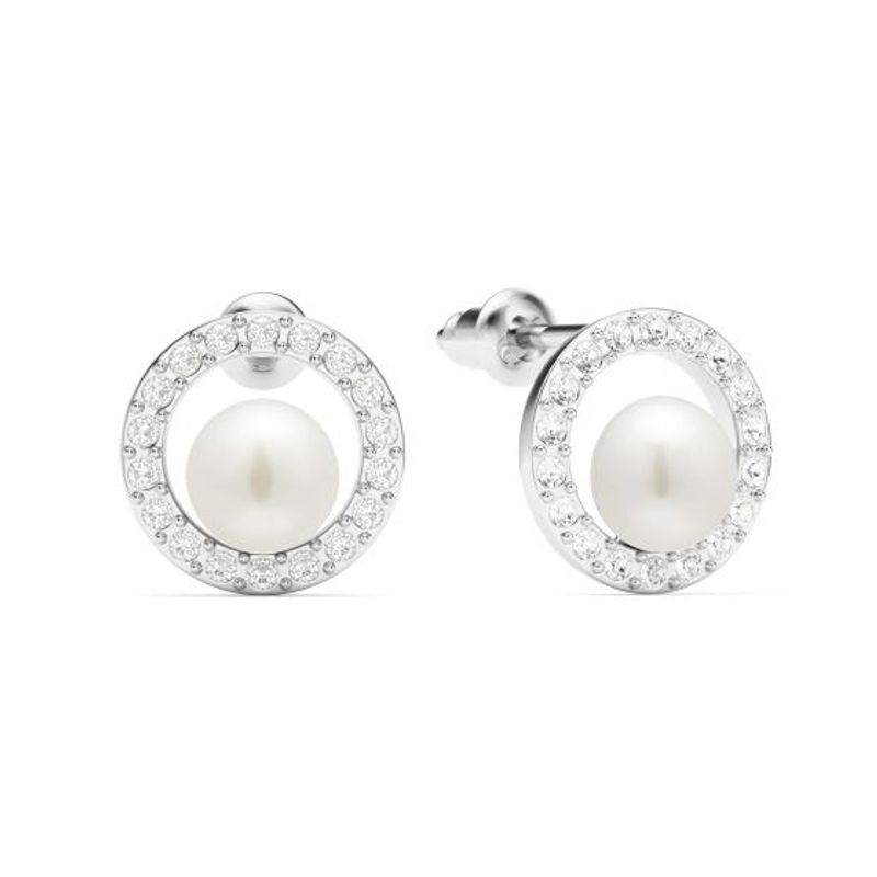 BLOOM CRYSTAL - Aros Halo con perlas de agua dulce y cristales de Swarovski en plata