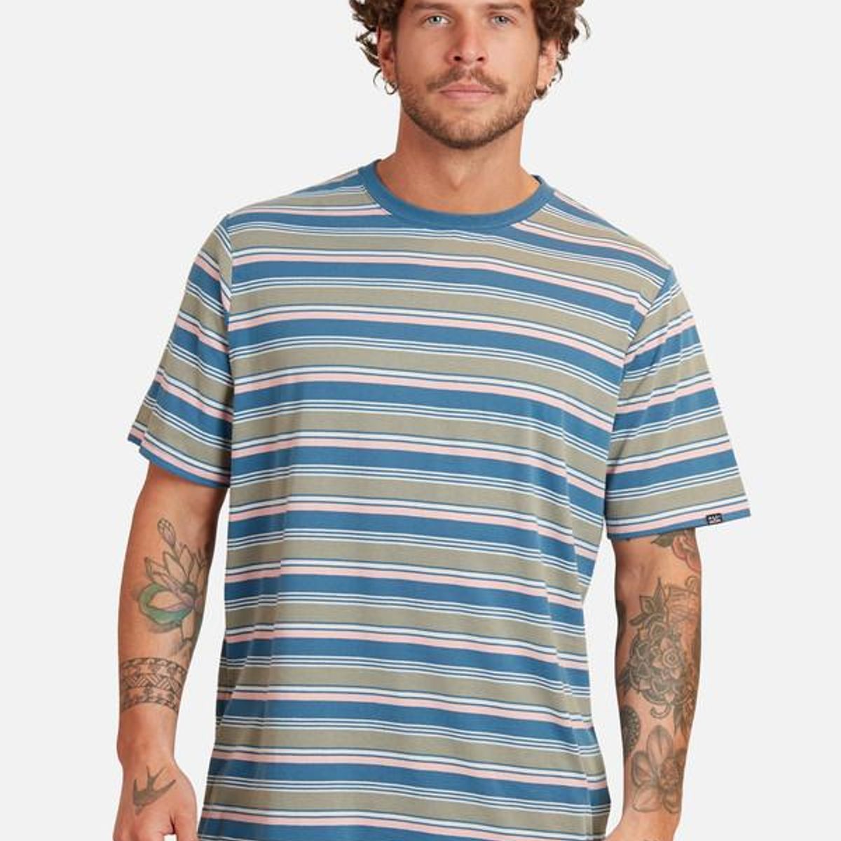 MAUI AND SONS - Polera Striped Drop Pink & Green Tee Hombre Multicolor Maui And Sons