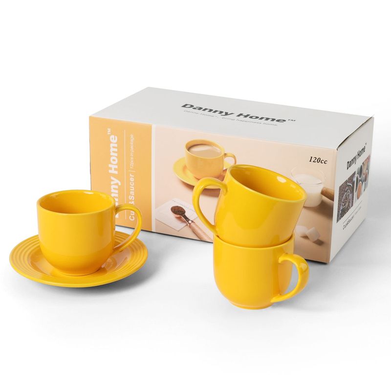 DANNY HOME - Set 6 Tazas de Cafe con Platillo Amarillo 120 cc
