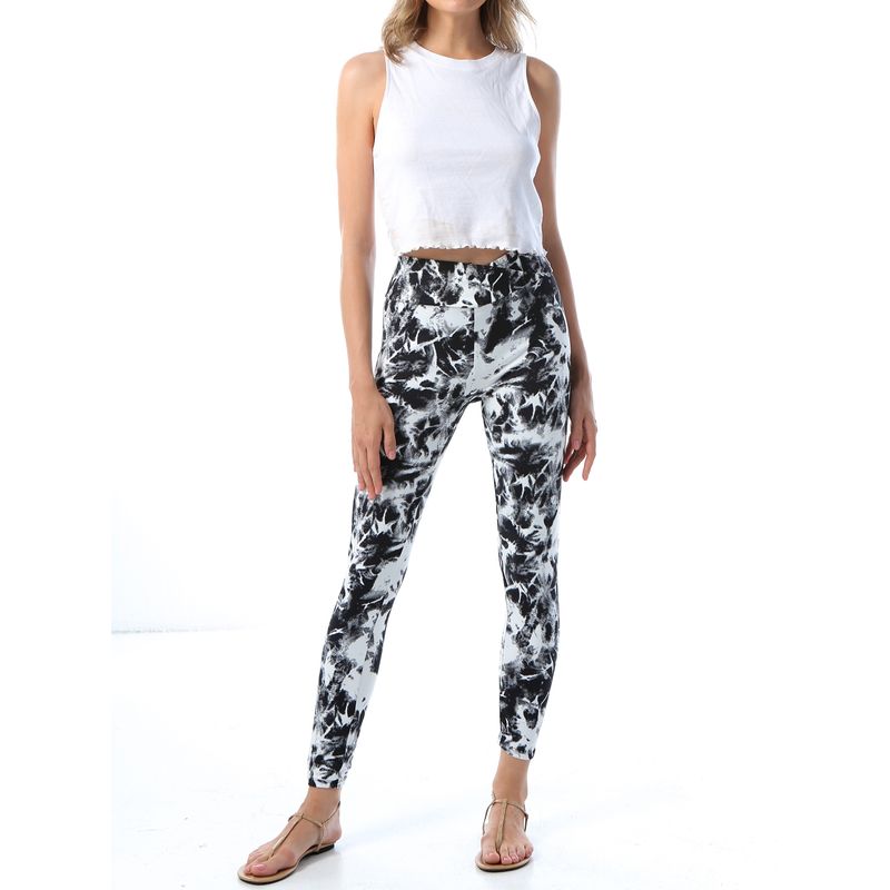 MOSS ROSE - Leggings estampados tie-dye mujer largos blanco y negro