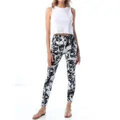 MOSS ROSE - Leggings estampados tie-dye mujer largos blanco y negro
