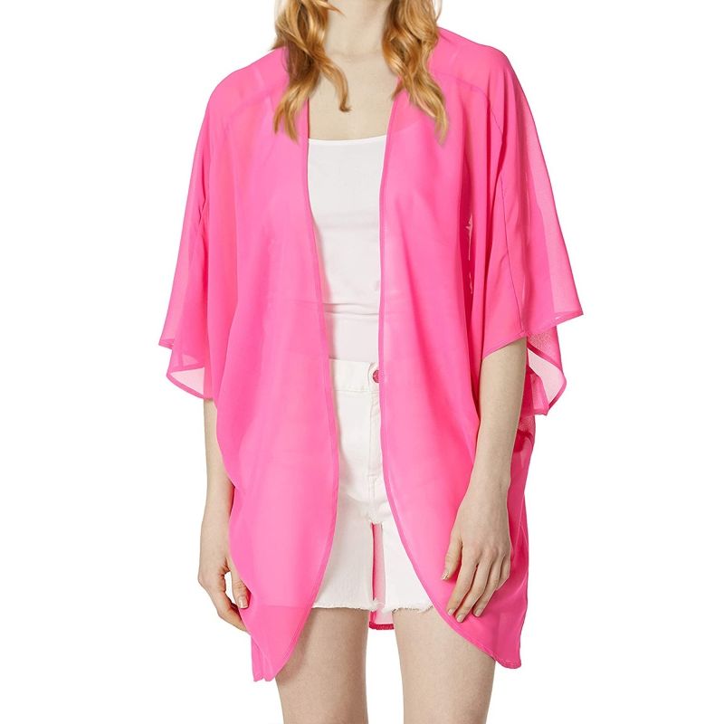 MOSS ROSE - Blusa de playa rosa de estilo casual y semitransparente para mujer