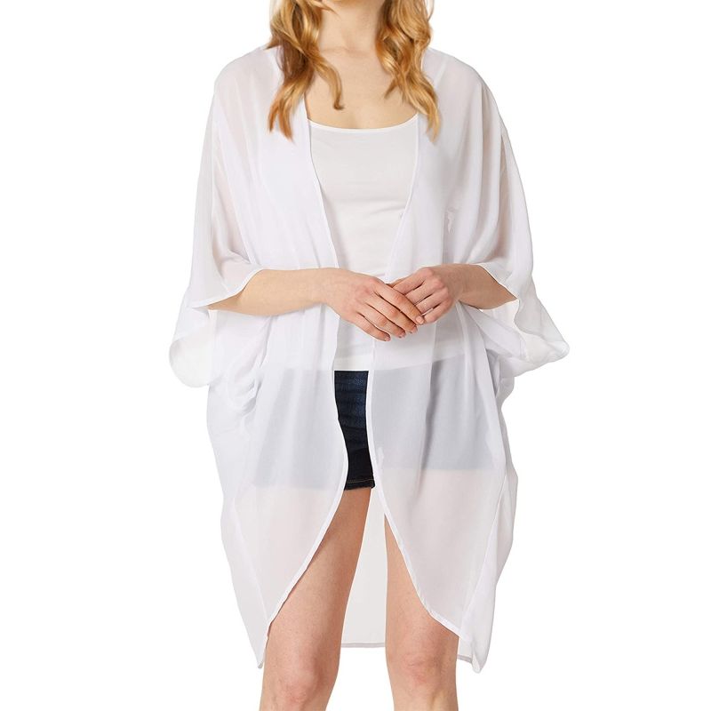 MOSS ROSE - Blusa de playa blanca de estilo casual y semitransparente para mujer