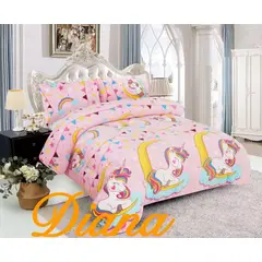 DIANA - COBERTOR 1.5 PLAZA LUNA UNICORNIO TELA PLUSH CON CHIPORRO QUITA FRIO