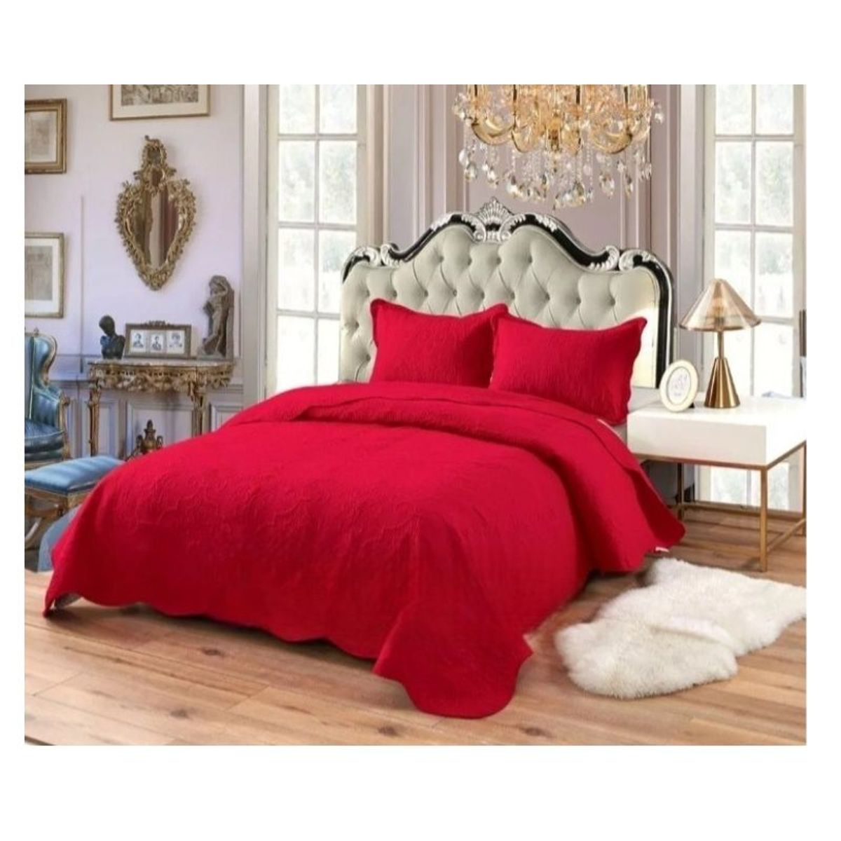 GENERICO - Cubrecama Quilt De Verano King Rojo