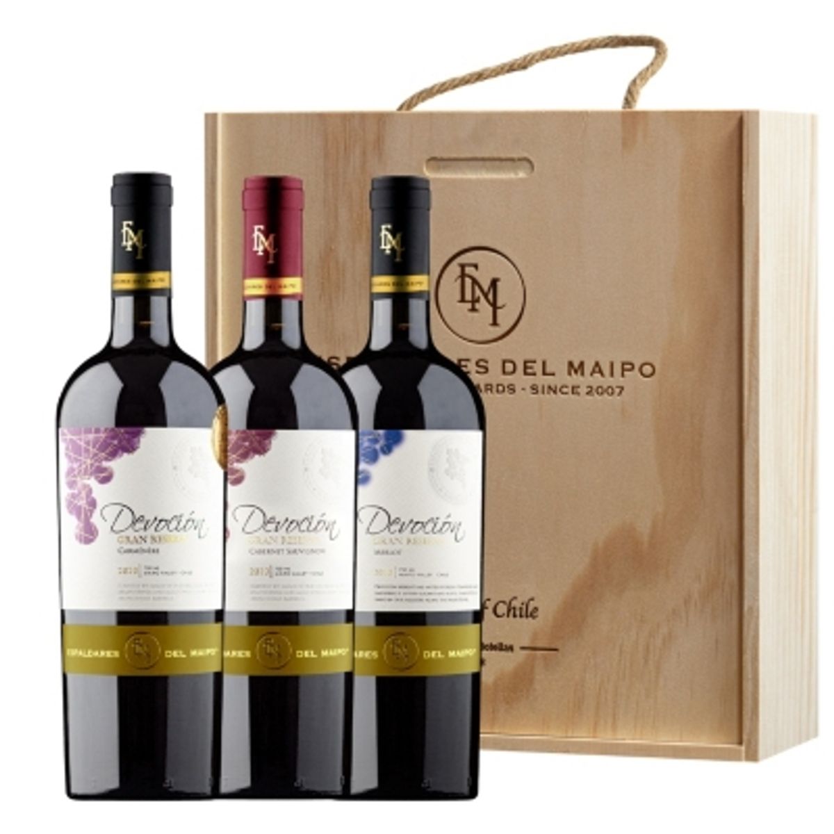 DEVOCION G R - CAJA DE MADERA X 3 VINOS GRAN RESERVA DEVOCION
