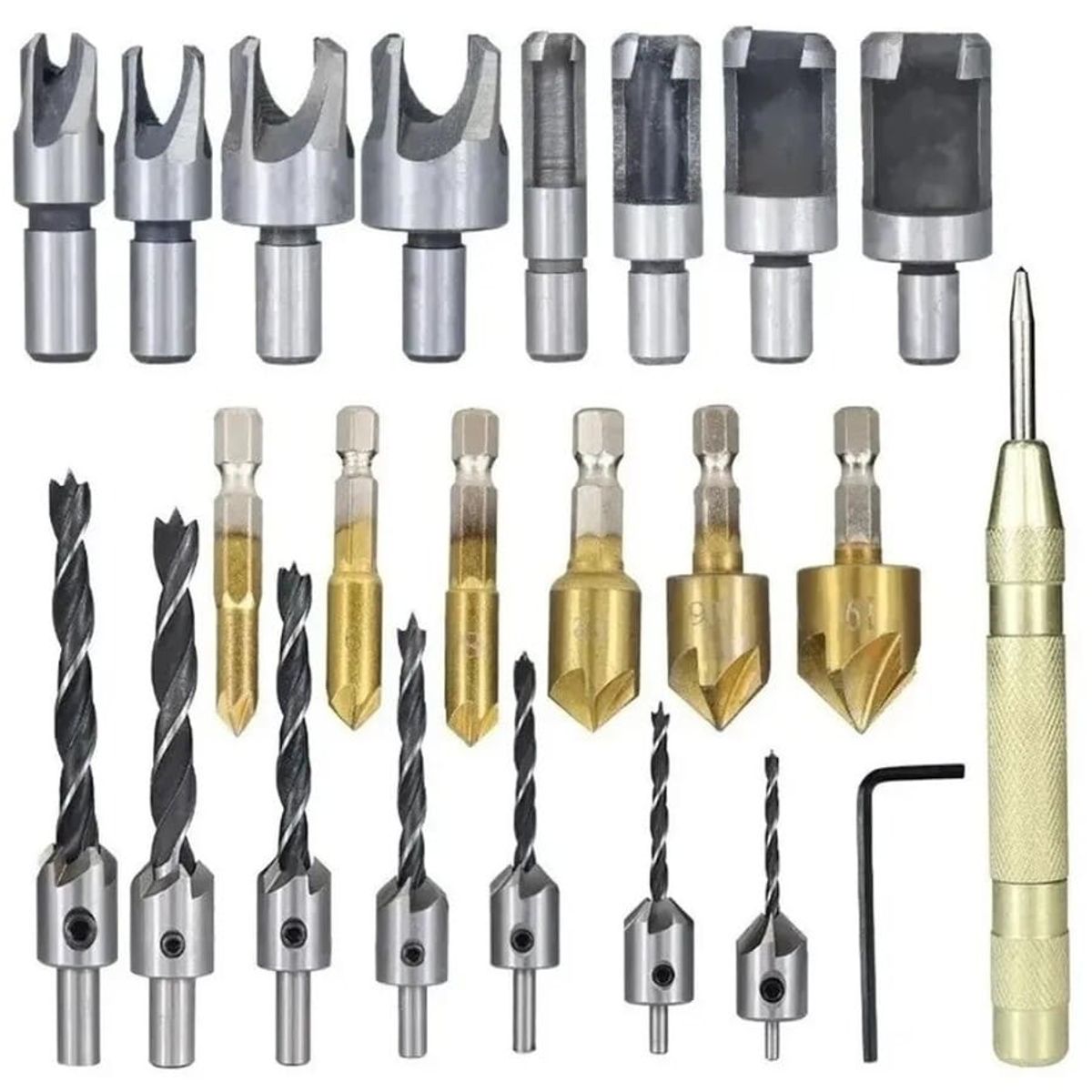 GENERICO - 23 Herramientas Avellanadoras Brocas Madera Carpintería