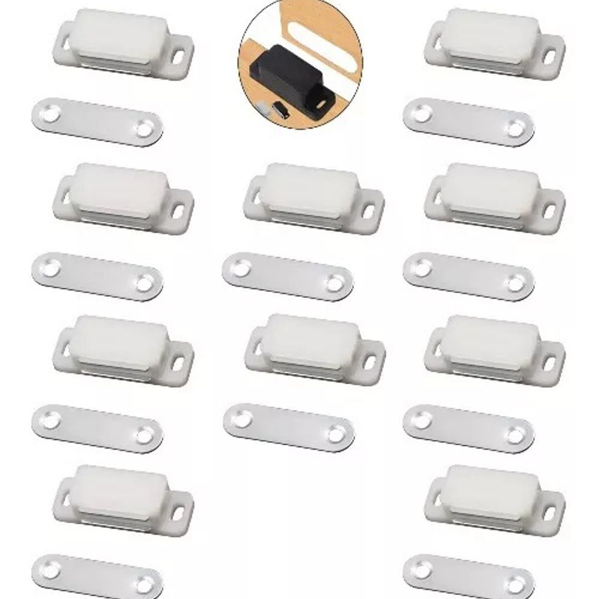 GENERICO - Reten Magnético Cierre Pestillo Puerta Mueble 10un Blanco.