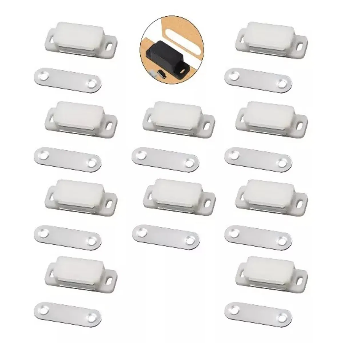 GENERICO - Reten Magnético Cierre Pestillo Puerta Mueble 10un Blanco.