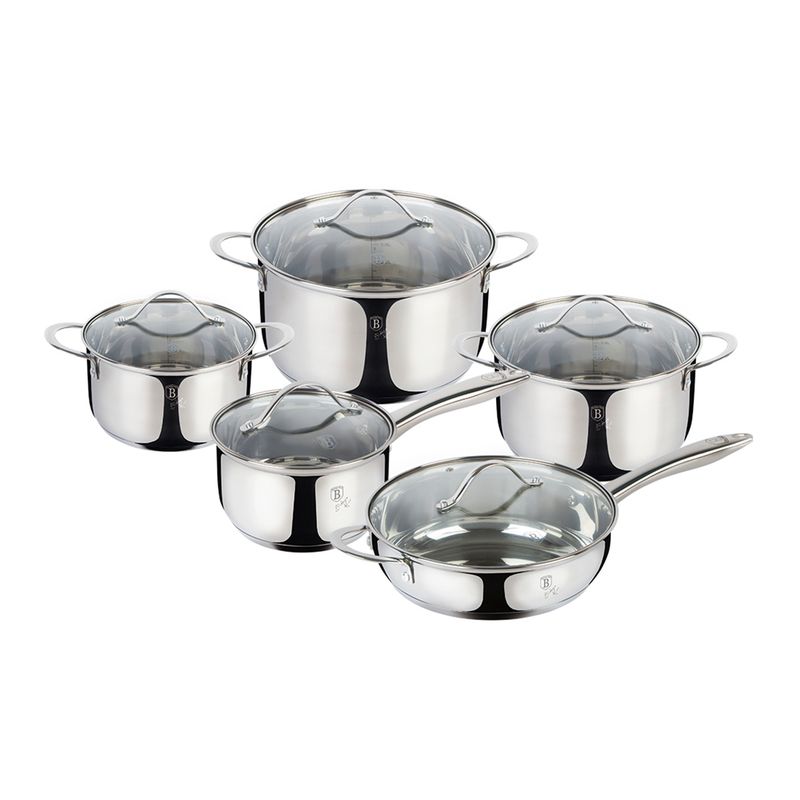 BERLINGER HAUS - BATERIA DE COCINA FULL INDUCCION 10 PCS ACERO INOXIDABLE