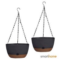 Kit 2 Macetero Colgante con Bandeja Extraíble y Drenaje L Negra