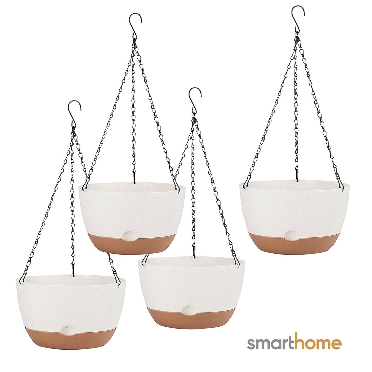 GENERICO - Kit 4 Macetero Colgante con Bandeja Extraíble y Drenaje L Blanca