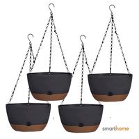 Kit 4 Macetero Colgante con Bandeja Extraíble y Drenaje L Negra