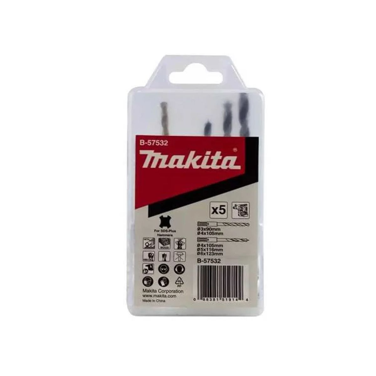 MAKITA - Set de Brocas Makita B-57532 Metal Madera 5 Piezas