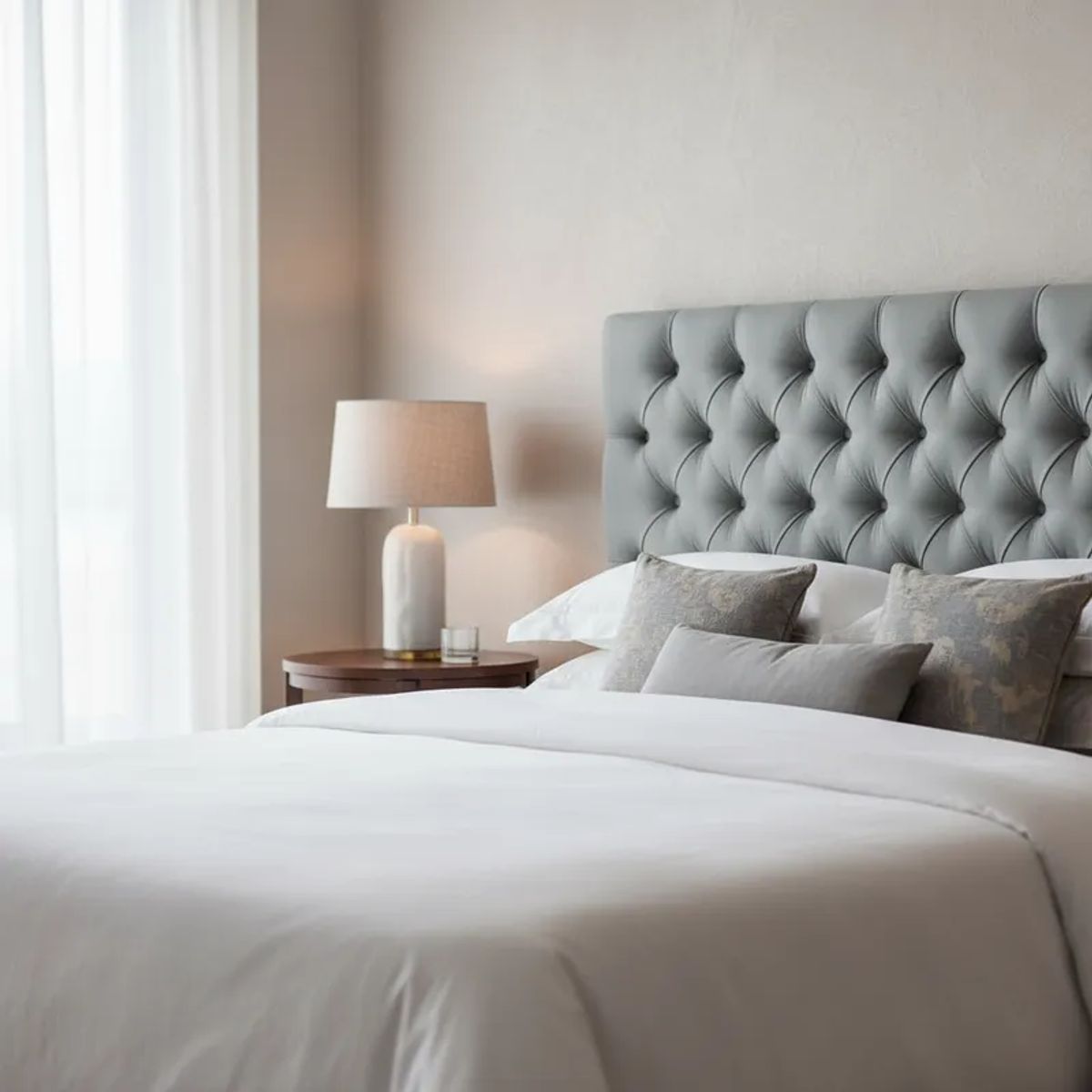 FLOBAL - Respaldo Capitones 2 Plazas Gris perla