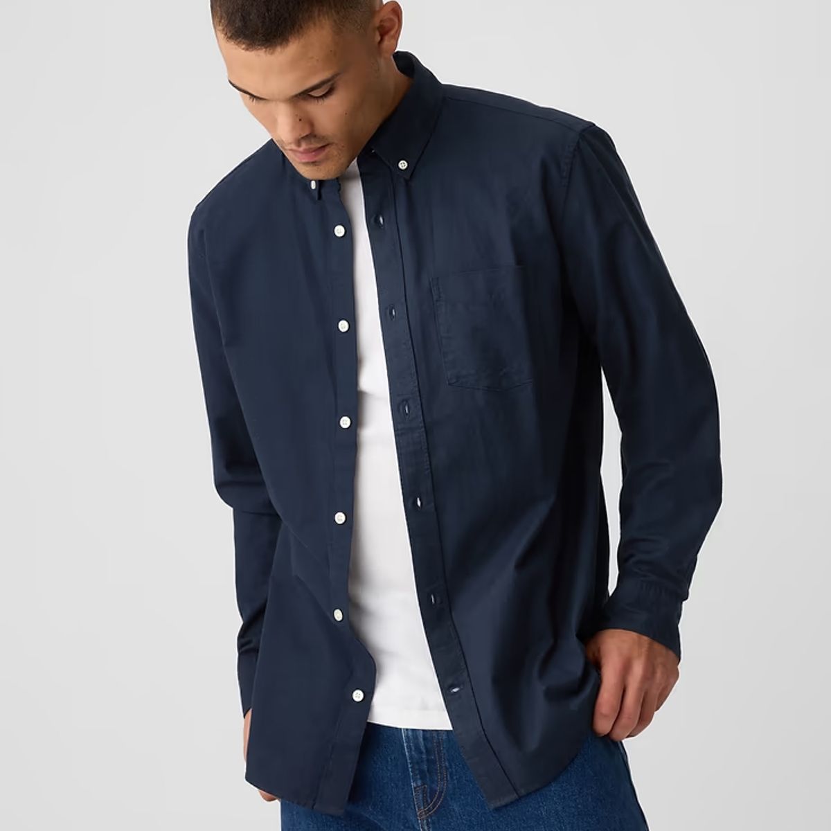 GAP - Camisa Oxford Standard Fit Azul GAP