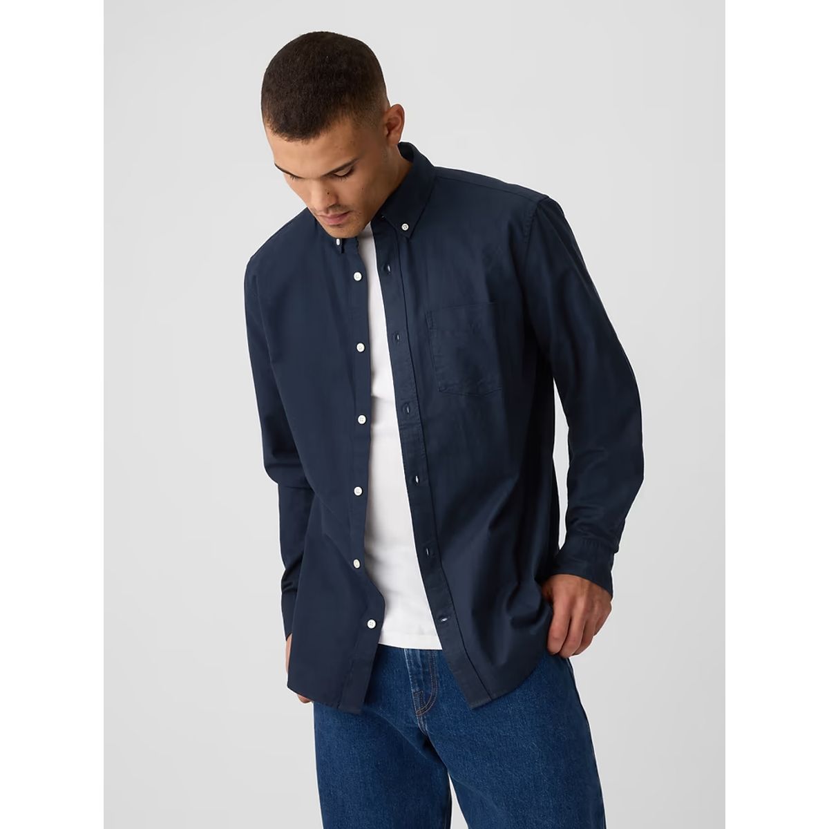 GAP - Camisa Oxford Standard Fit Azul GAP