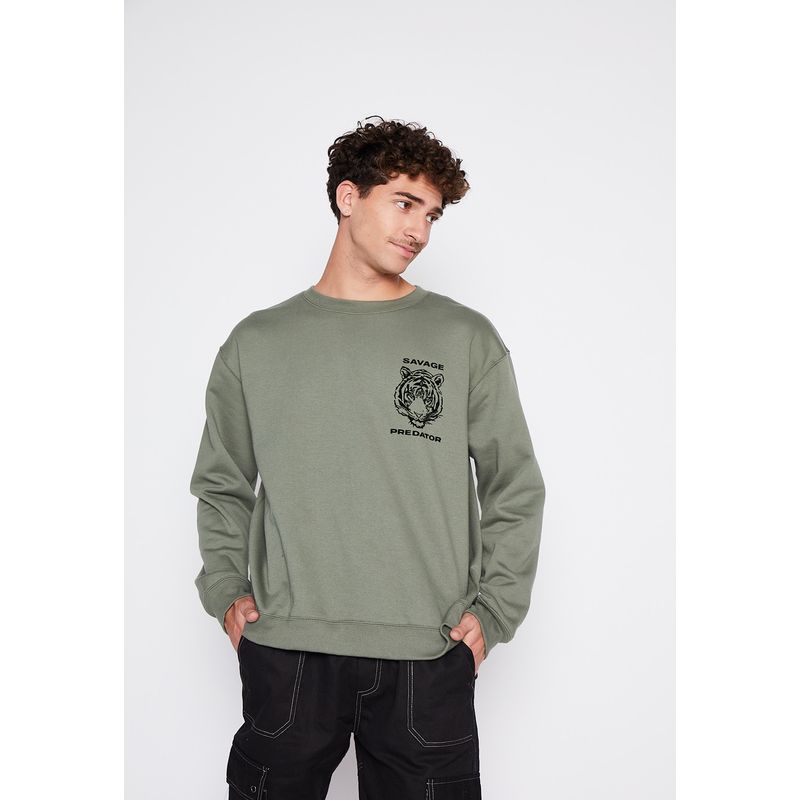 FAMILY SHOP - Poleron Hombre Tigre y Calavera Verde Family Shop