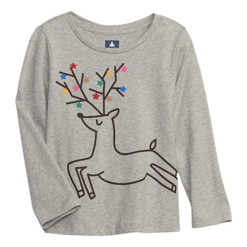 GAP - Polera Gráfica Manga Larga Gris GAP