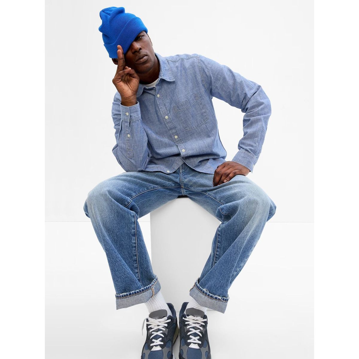 GAP - Camisa Hombre Gap Denim Azul