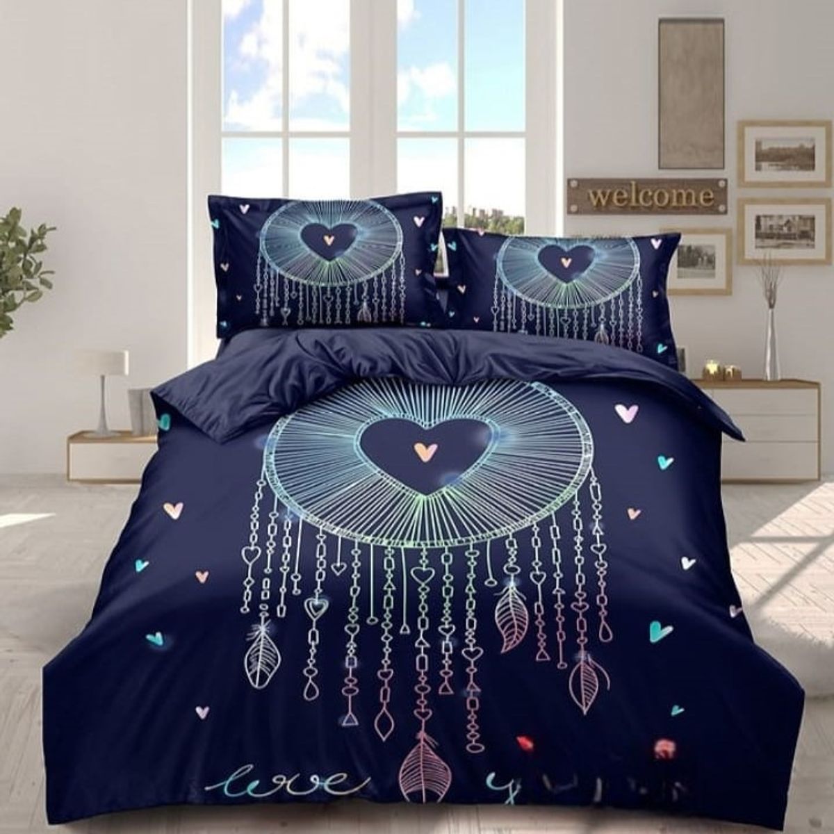 GENERICO - Cubrecama Tela Quilt De Verano 2 Plazas  Azul Mandala Atrapasueños