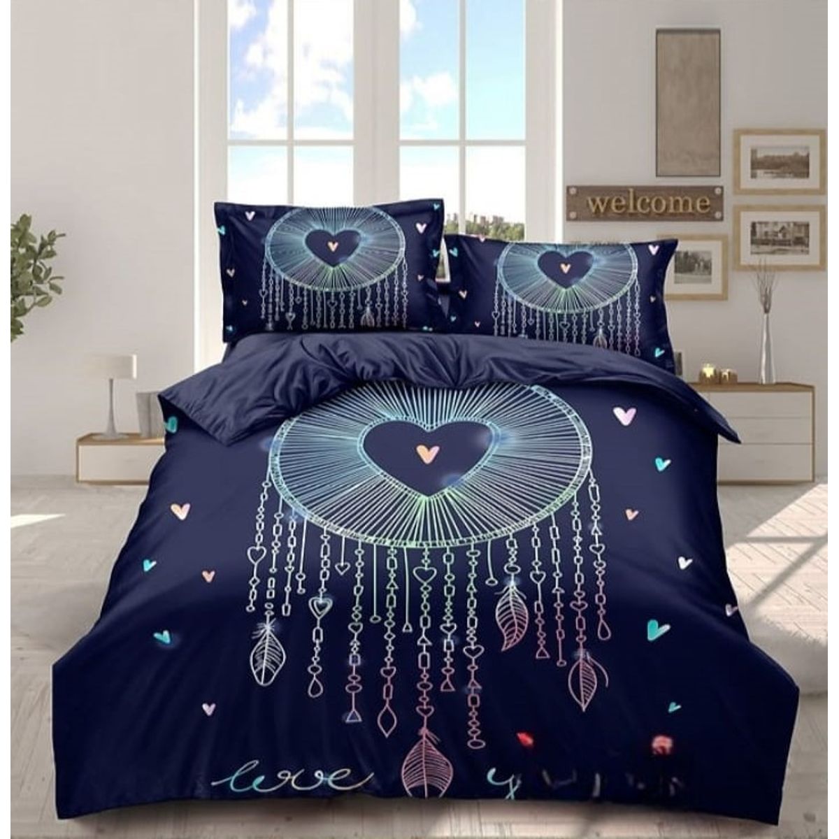 GENERICO - Cubrecama Tela Quilt De Verano 2 Plazas  Azul Mandala Atrapasueños