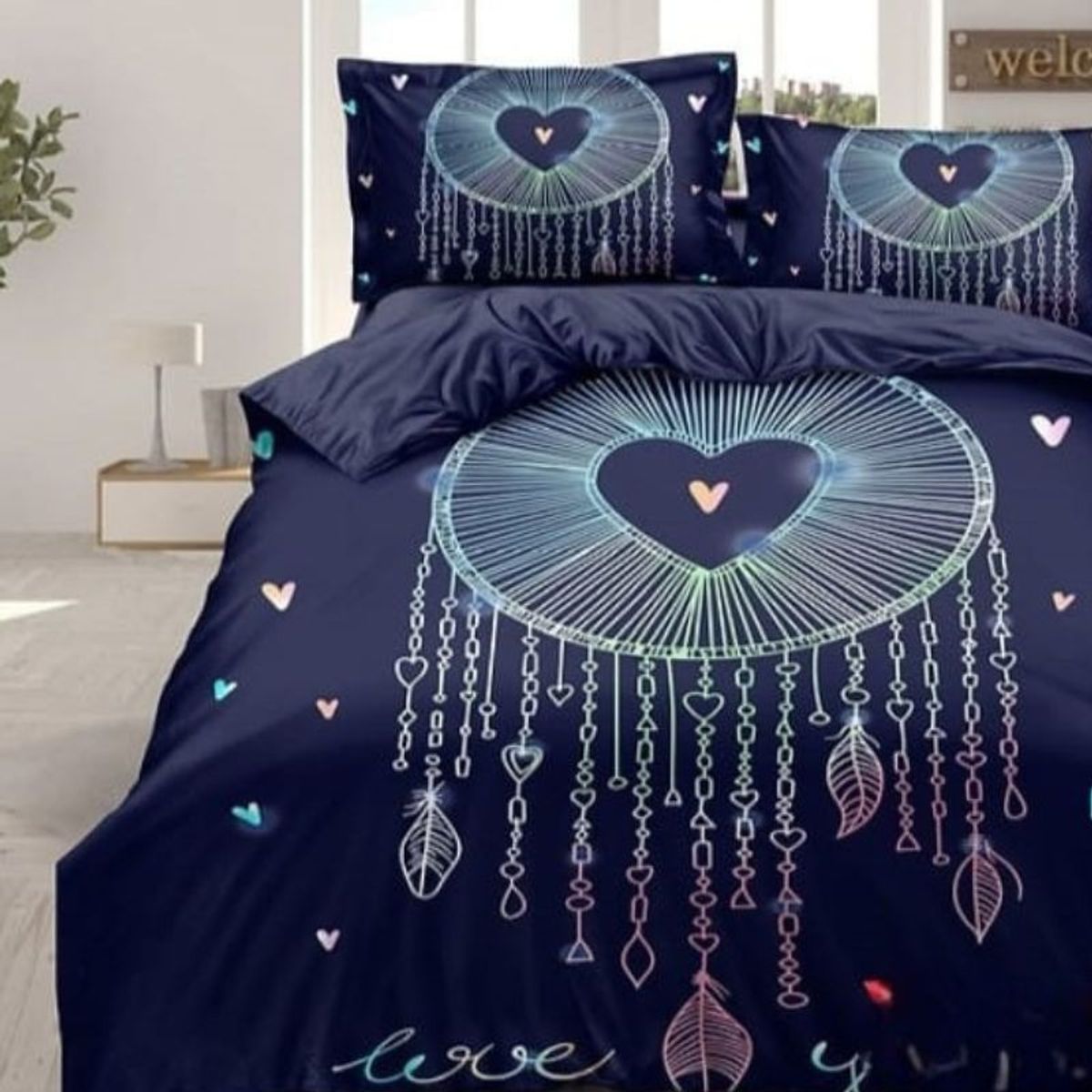 GENERICO - Cubrecama Tela Quilt De Verano 2 Plazas  Azul Mandala Atrapasueños