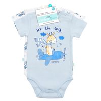 Set 2 Body Manga Corta Celeste Jirafa Niño 9-12