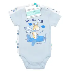 BAMBINO - Set 2 Body Manga Corta Celeste Jirafa Niño 9-12