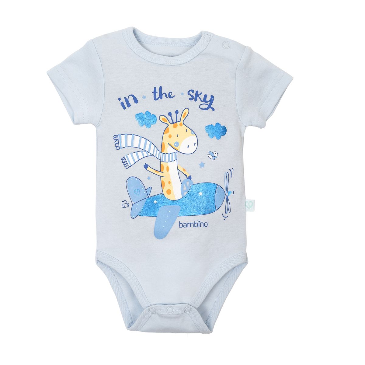 BAMBINO - Set 2 Body Manga Corta Celeste Jirafa Niño 9-12