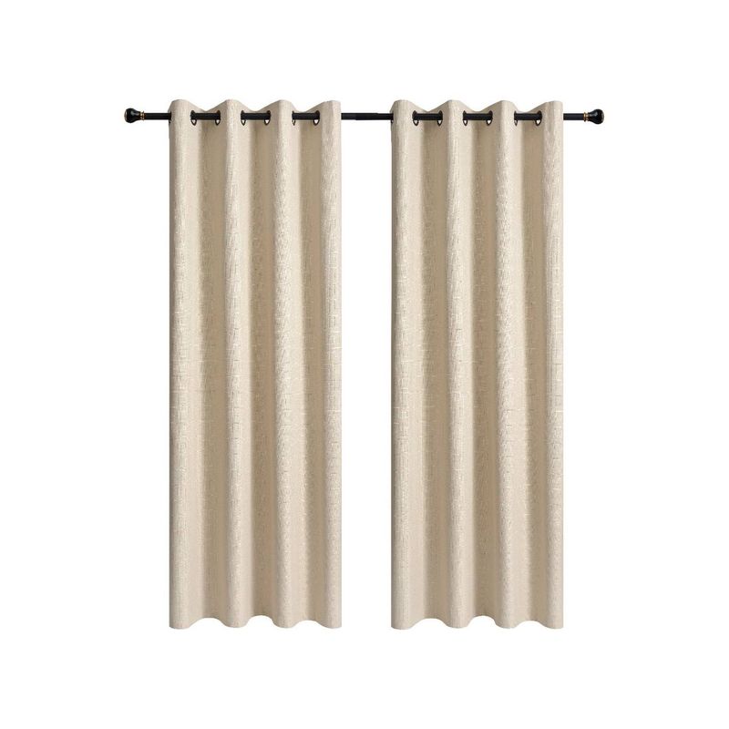 U BUY - 1 Paño Cortina Lino Blackout Engomado Térmica 140x220 Beige