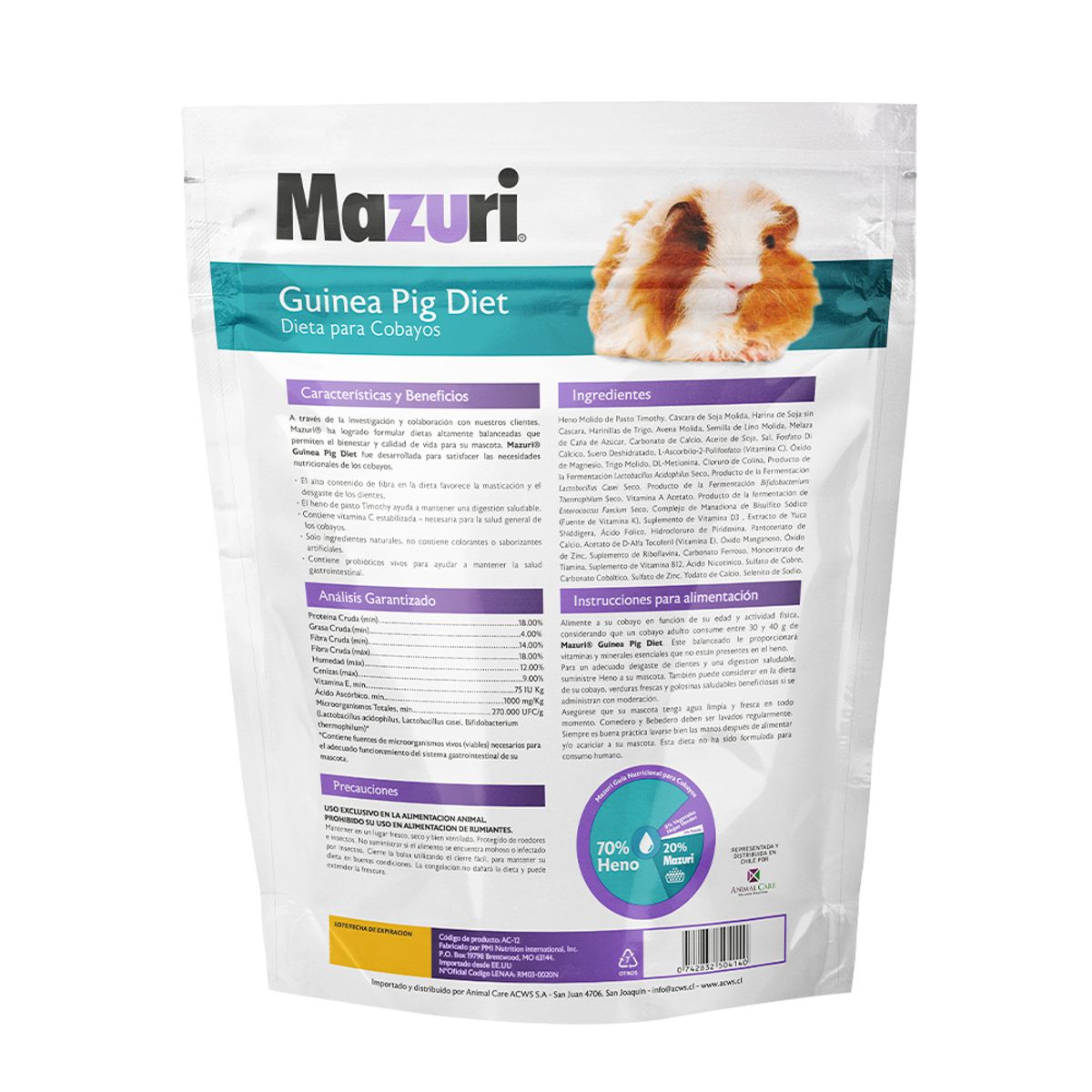 MAZURI - Mazuri Alimento Cobayo Guinea Timothy Diet 1Kg