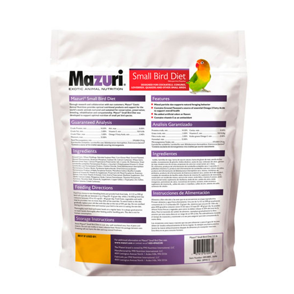 MAZURI - Mazuri Alimento Aves Pequeñas 1.13 Kg