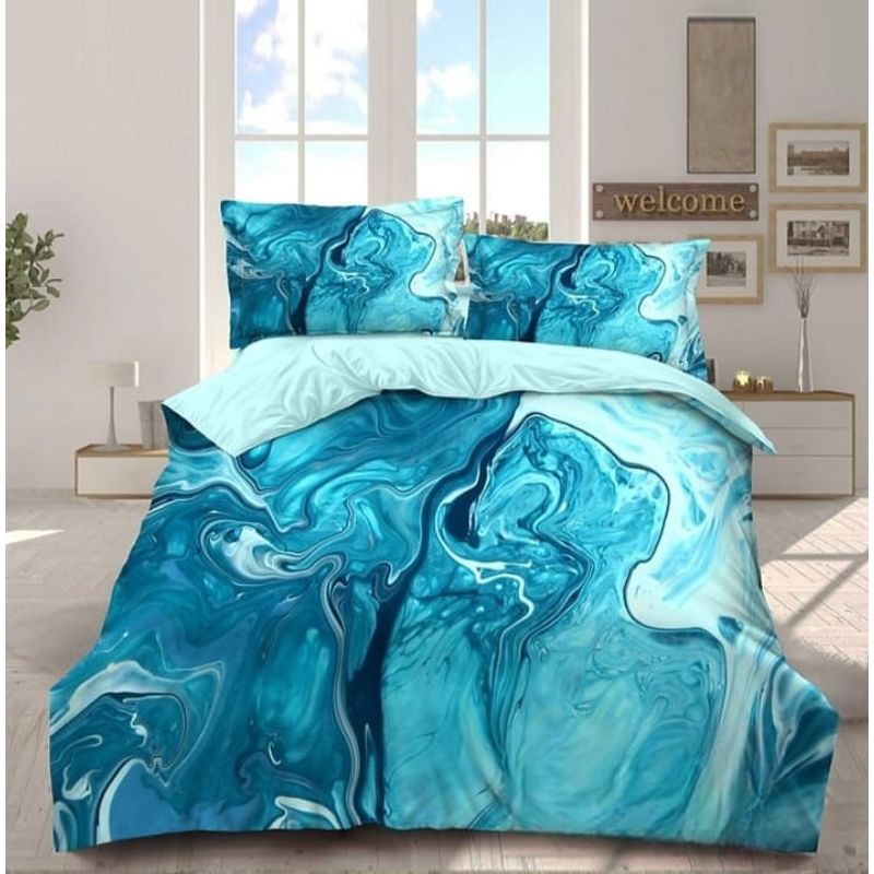 GENERICO - Cubrecama Tela Quilt De Verano 2 Plazas Diseño Azul Estampado
