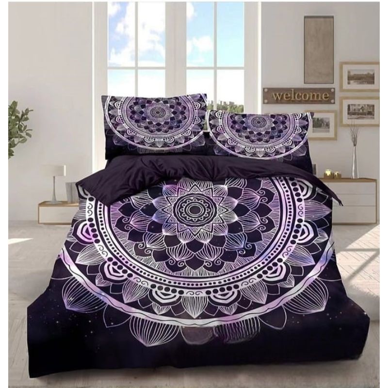 GENERICO - Cubrecama Tela Quilt De Verano 2 Plazas Diseño Morado Mandala