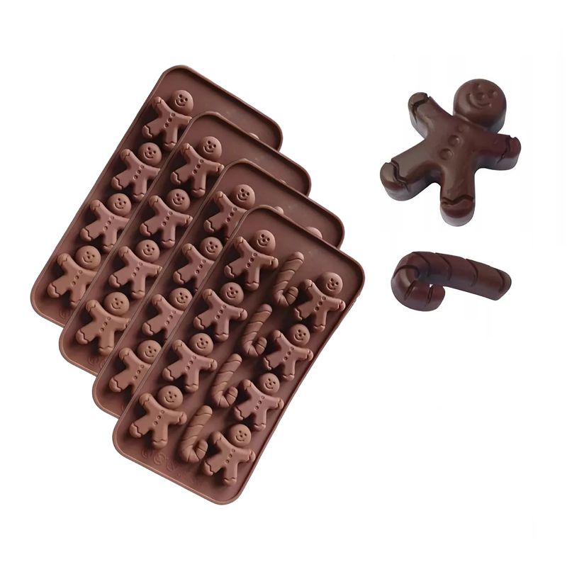 GENERICO - 4 Molde De Chocolate Molde De Silicona Molde Galleta Navidad