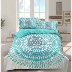 GENERICO - Cubrecama Tela Quilt De Verano 2 Plazas Diseño Mandala Celeste